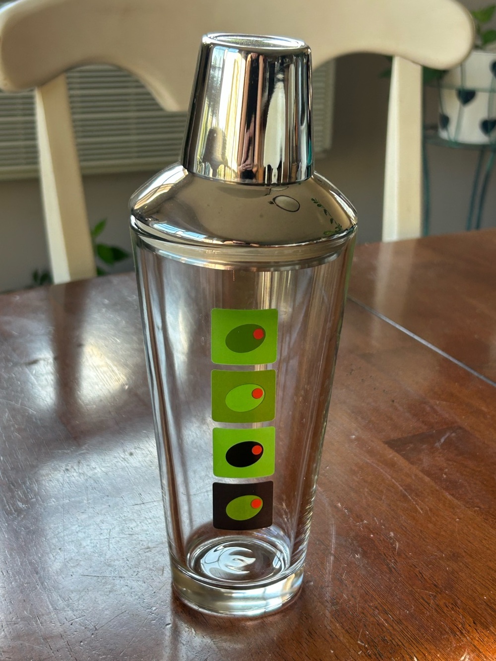 Vintage Mid-Century Cocktail Shaker – Stacked Olive Design – Brockway Glass